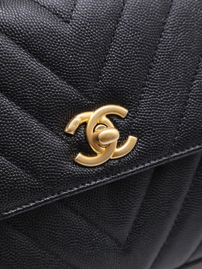 CHANEL Coco Handle V紋 -  小號黑金26開