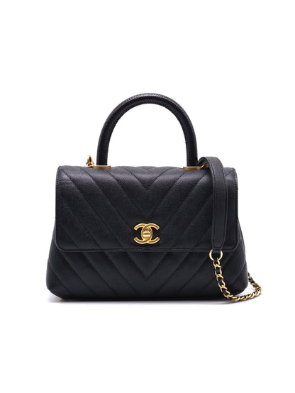 CHANEL Coco Handle V紋 -  小號黑金26開