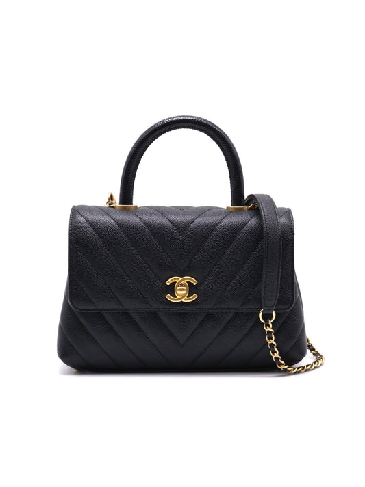 CHANEL Coco Handle V紋 -  小號黑金26開