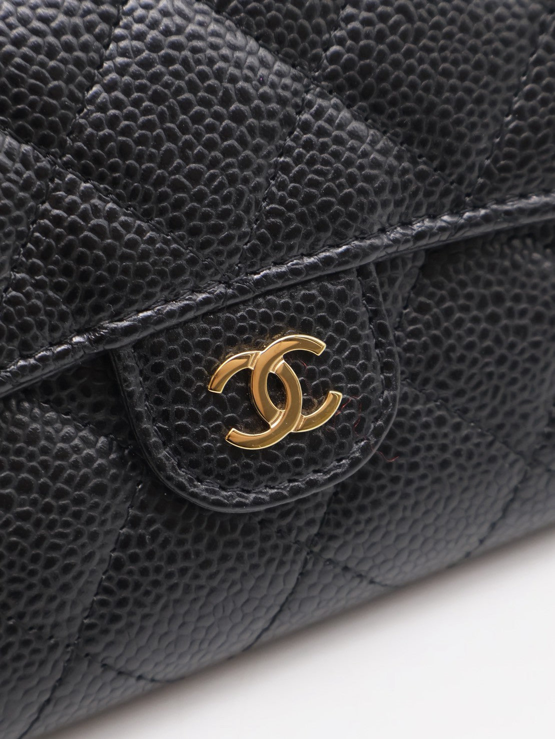 CHANEL 經典粒面牛皮中夾 - 黑金