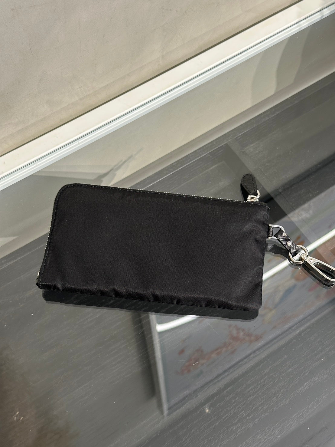 PRADA Re-Nylon雙口袋束繩後背包 - 中號黑銀