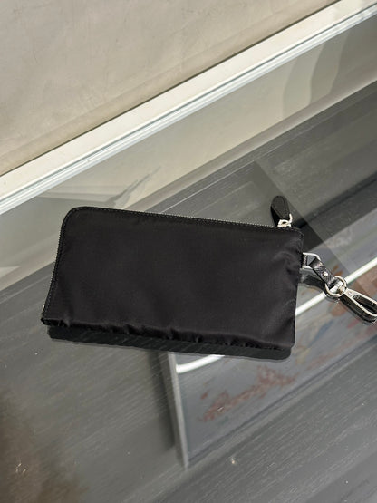 PRADA Re-Nylon雙口袋束繩後背包 - 中號黑銀