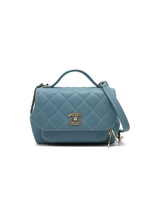 CHANEL 粒面牛皮郵差包 - 小號牛仔藍29開