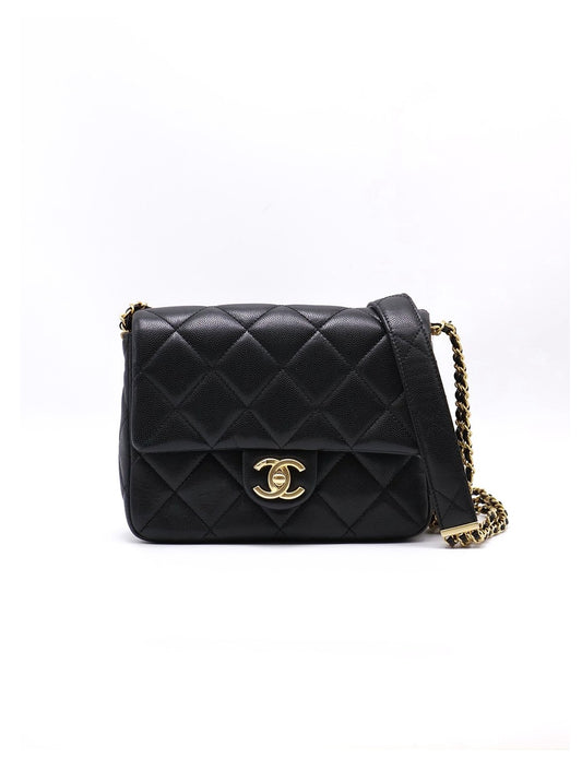 CHANEL 粒面牛皮小方胖 - 黑金