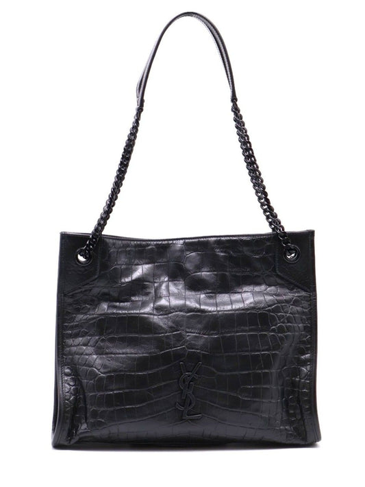 YSL Niki Tote鱷魚壓紋 - 中號So Black