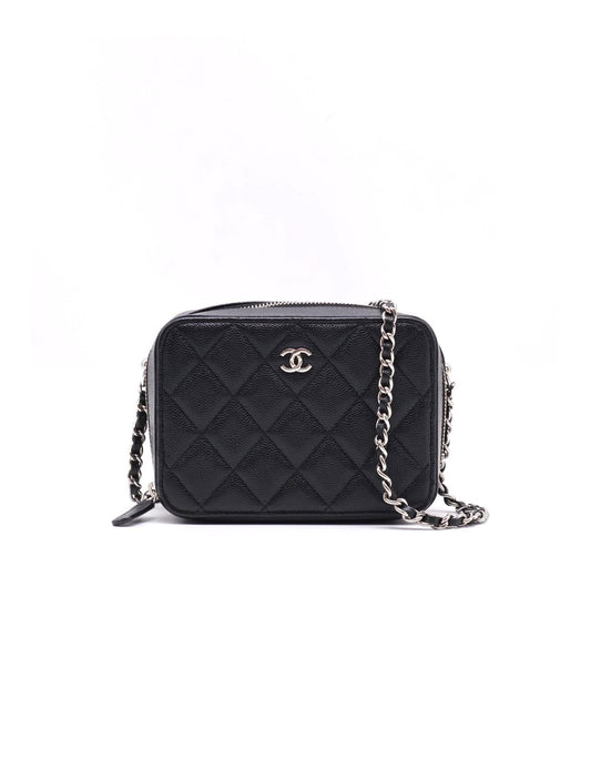 CHANEL 粒面牛皮相機包 - 黑銀31開