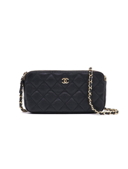 CHANEL 17B雙隔層鍊帶小包 - 黑金24開