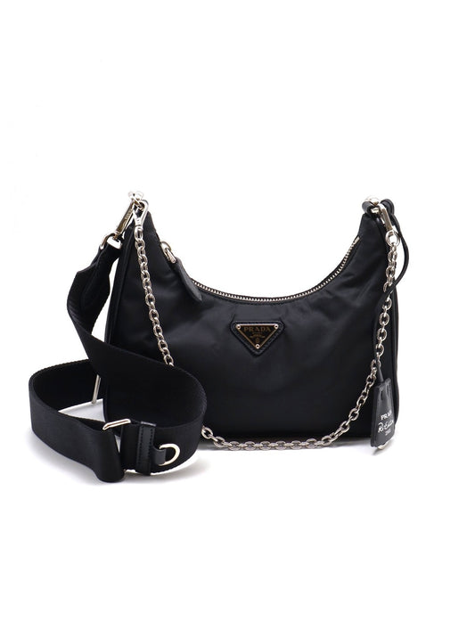 PRADA 經典三合一尼龍斜背包 - 黑銀