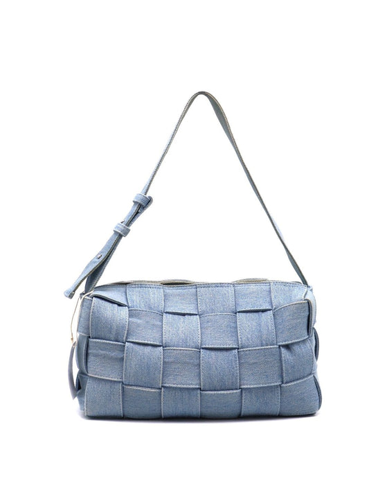 BOTTEGA VENETA Intrecciato Brick Cassette水洗丹寧單肩包