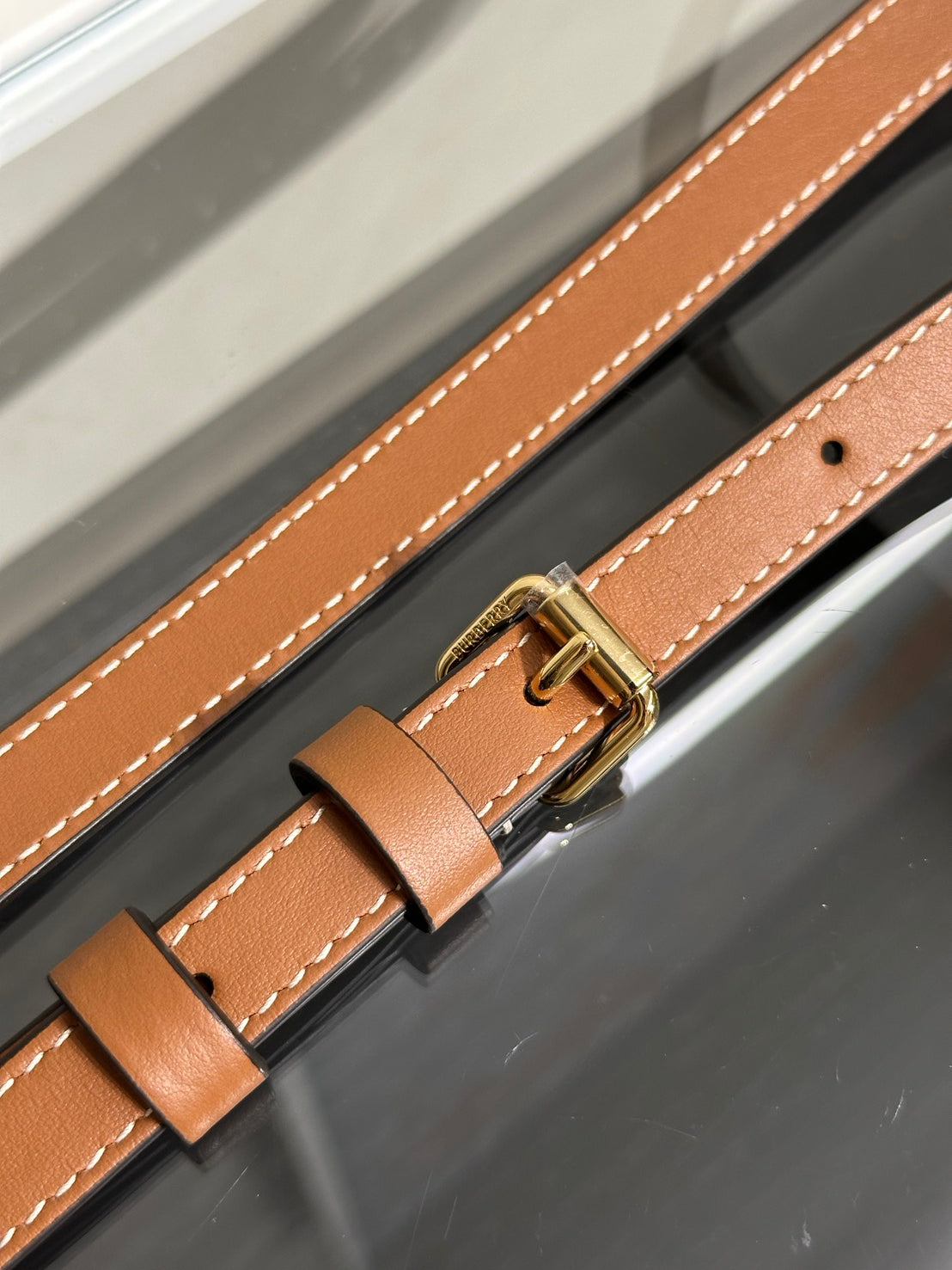 BURBERRY 經典格紋斜背化妝包 - 棕