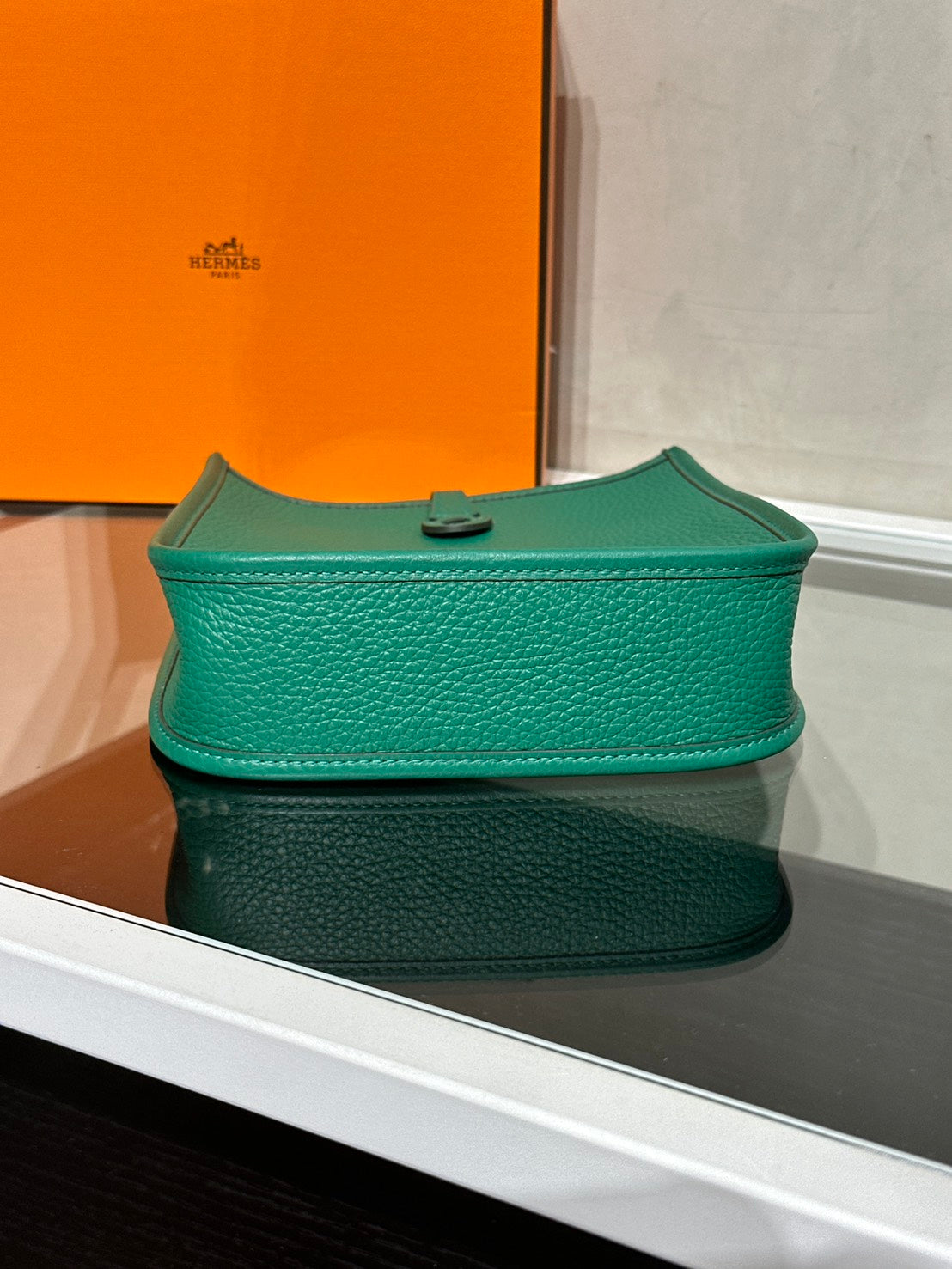 HERMES Mini Evelyne - Vert Vertigo U4 絲絨綠金 W