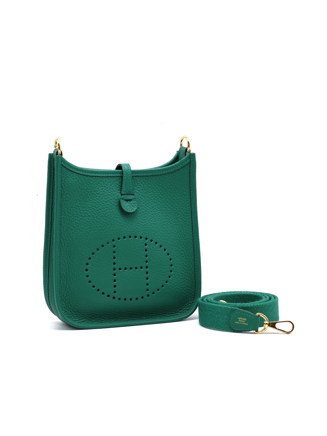 HERMES Mini Evelyne - Vert Vertigo U4 絲絨綠金 W