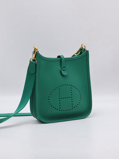 HERMES Mini Evelyne - Vert Vertigo U4 絲絨綠金 W