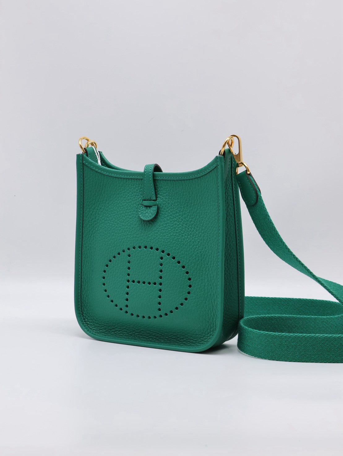 HERMES Mini Evelyne - Vert Vertigo U4 絲絨綠金 W