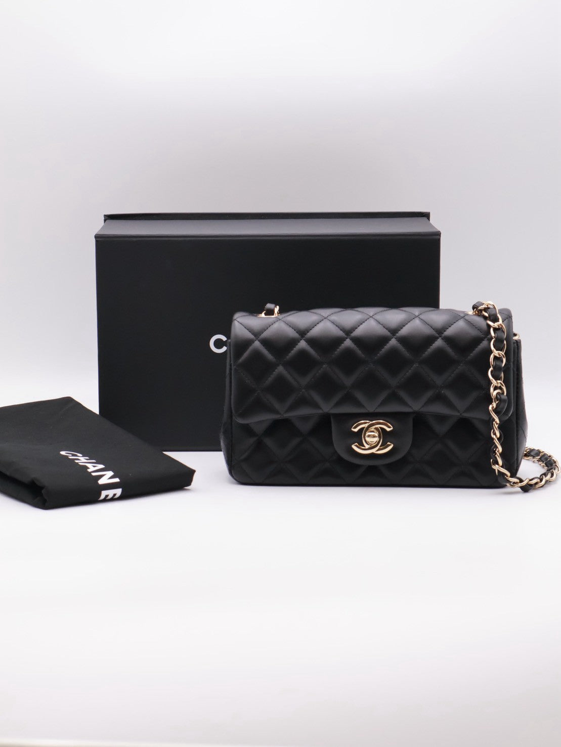 CHANEL 經典口蓋包Mini CF20 - 黑金