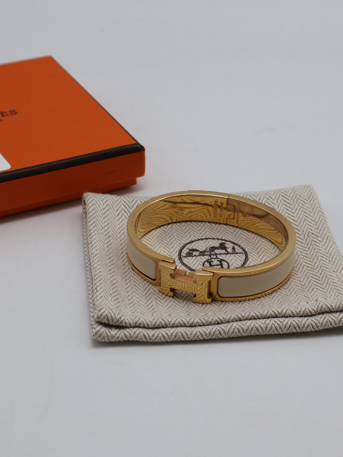 HERMES Clic H手環 - 米白玫瑰金