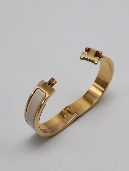 HERMES Clic H手環 - 米白玫瑰金