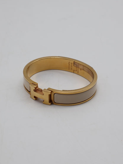 HERMES Clic H手環 - 米白玫瑰金