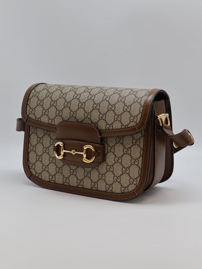 GUCCI Horsebit 1955馬銜釦馬鞍包 - 中號棕