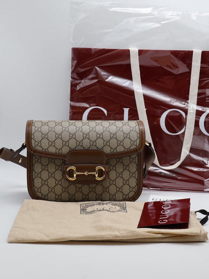 GUCCI Horsebit 1955馬銜釦馬鞍包 - 中號棕