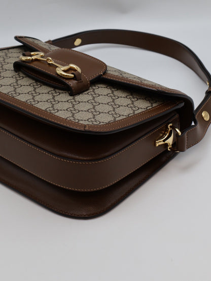 GUCCI Horsebit 1955馬銜釦馬鞍包 - 中號棕