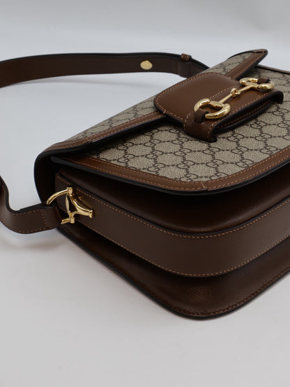 GUCCI Horsebit 1955馬銜釦馬鞍包 - 中號棕