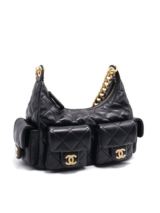CHANEL 25C Hobo嬉皮包 - 小號黑金