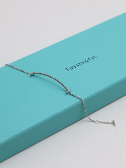 Tiffany&Co Smile18K白金手鍊 - 小號0.12 carat