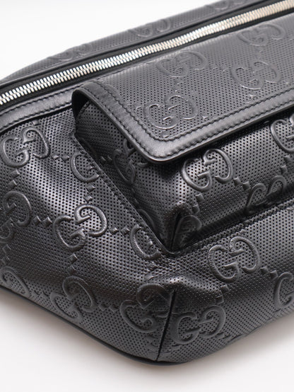 GUCCI 立體老花壓紋腰包 - all black