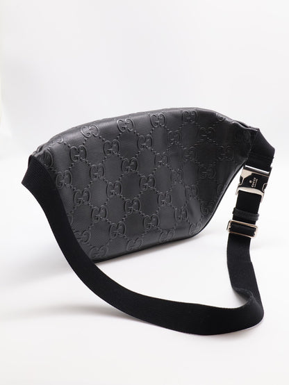 GUCCI 立體老花壓紋腰包 - all black
