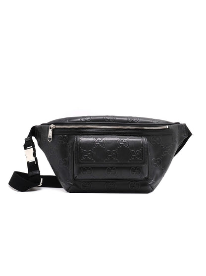 GUCCI 立體老花壓紋腰包 - all black