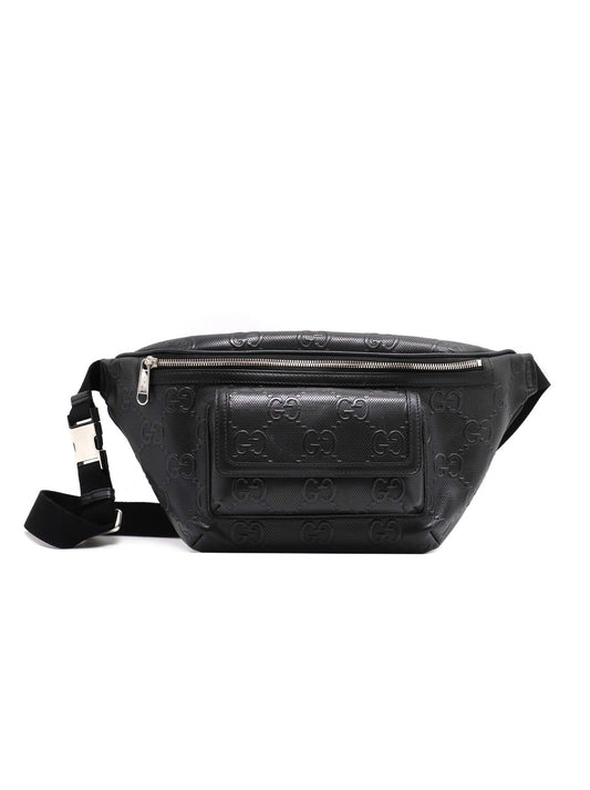 GUCCI 立體老花壓紋腰包 - all black