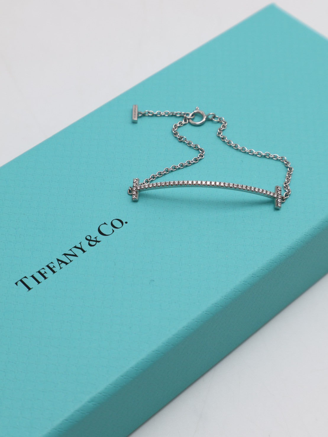 Tiffany&Co Smile18K白金手鍊 - 小號0.12 carat