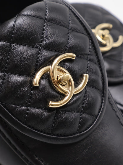 CHANEL Loafers 小羊皮樂福鞋 - 黑金 39