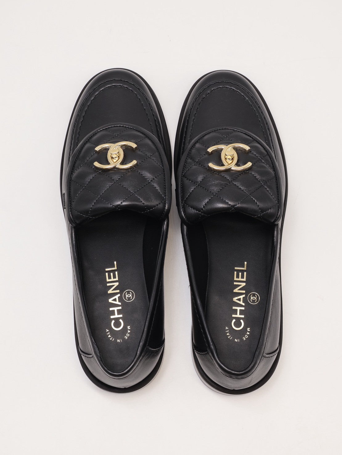 CHANEL Loafers 小羊皮樂福鞋 - 黑金 39
