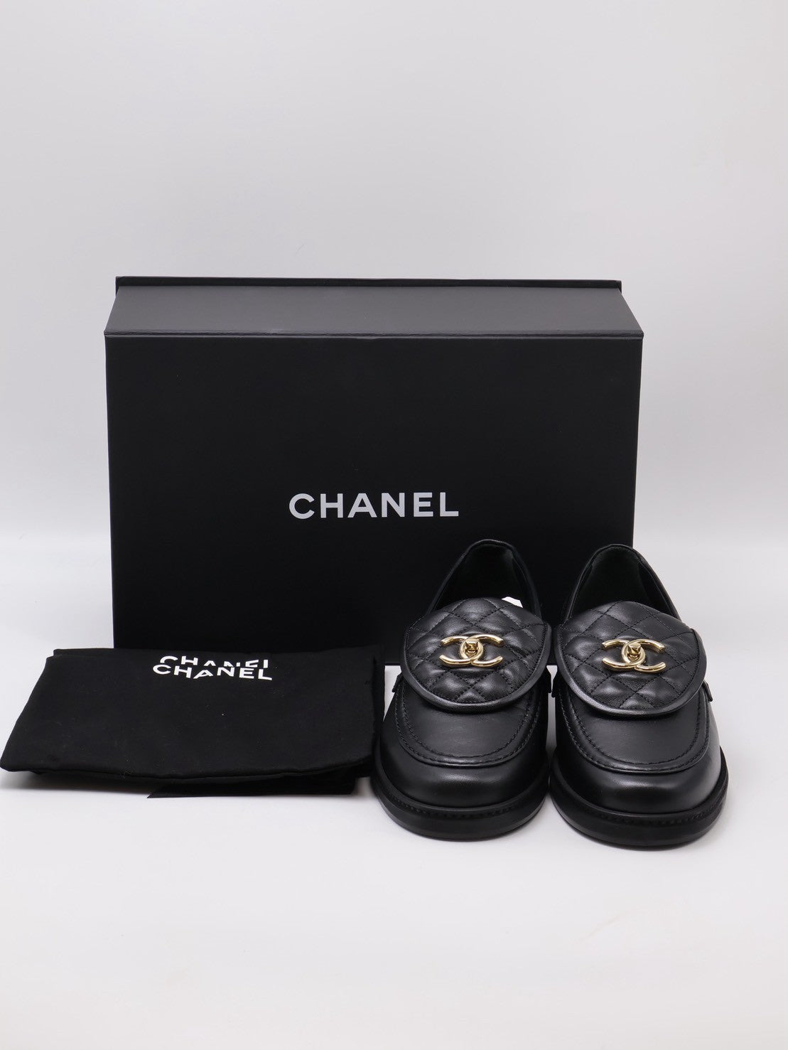 CHANEL Loafers 小羊皮樂福鞋 - 黑金 39