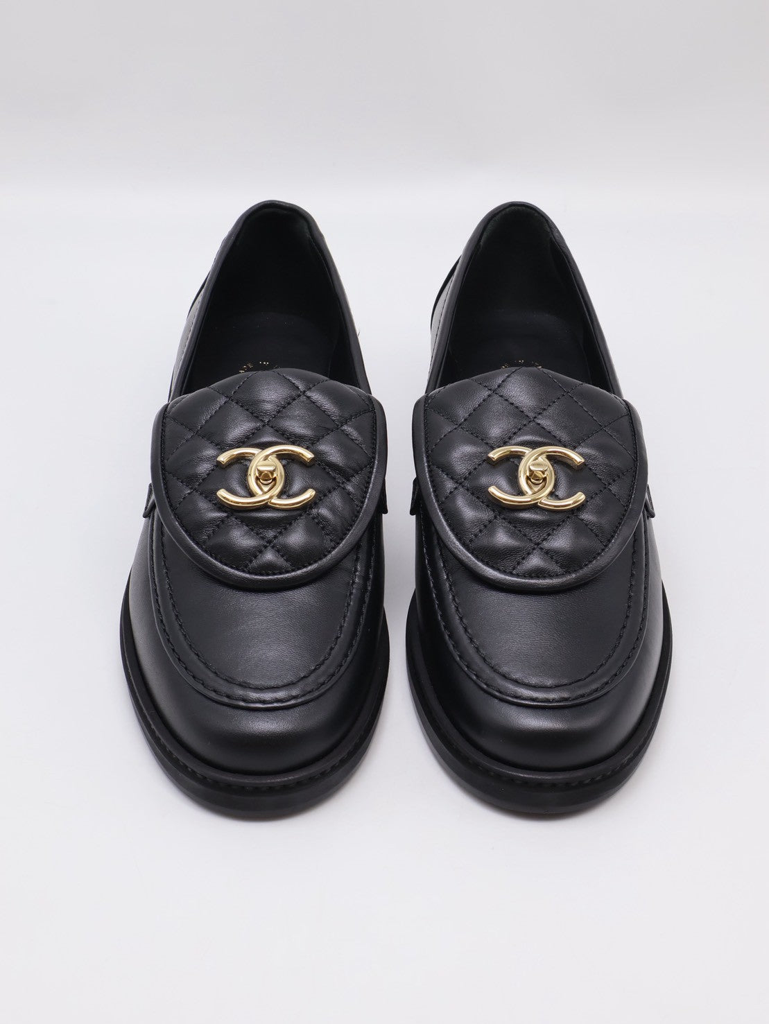 CHANEL Loafers 小羊皮樂福鞋 - 黑金 39