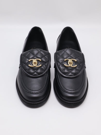CHANEL Loafers 小羊皮樂福鞋 - 黑金 39