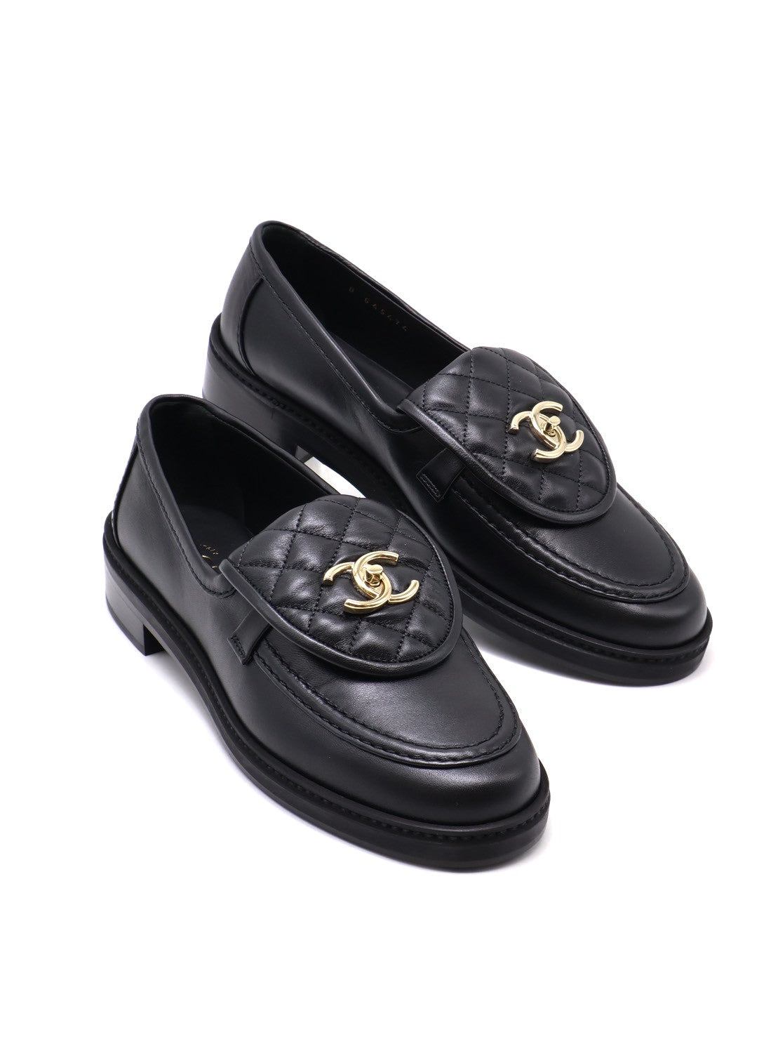CHANEL Loafers 小羊皮樂福鞋 - 黑金 39