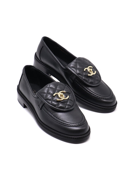 CHANEL Loafers 小羊皮樂福鞋 - 黑金 39