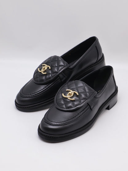 CHANEL Loafers 小羊皮樂福鞋 - 黑金 39