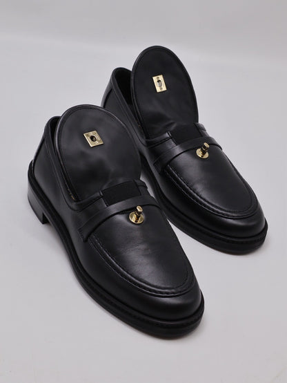 CHANEL Loafers 小羊皮樂福鞋 - 黑金 39