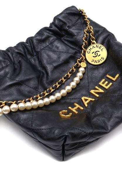 CHANEL 22 Mini bag 珍珠鍊帶款 - 黑金