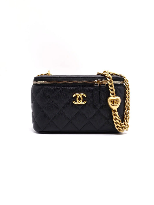 CHANEL 愛心調節釦長盒子 - 黑金