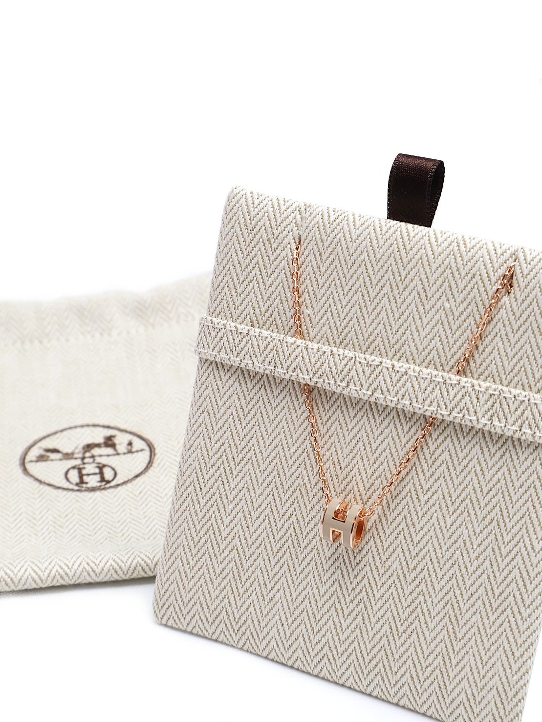 HERMES Mini Pop H項鍊 - 奶茶玫瑰金