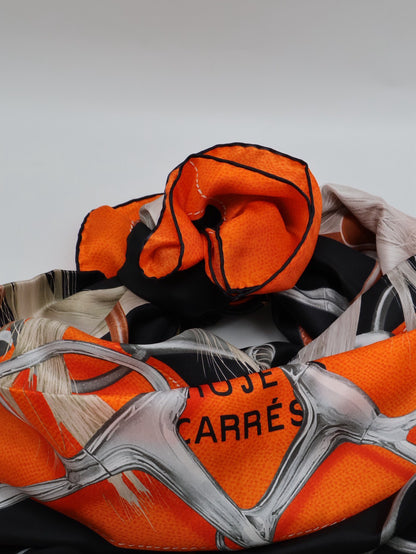 HERMES Projets Carres Poncho 馬具博物館披肩 140 - 黑