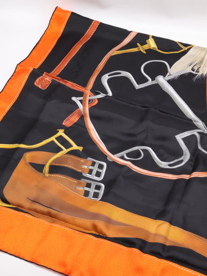 HERMES Projets Carres Poncho 馬具博物館披肩 140 - 黑