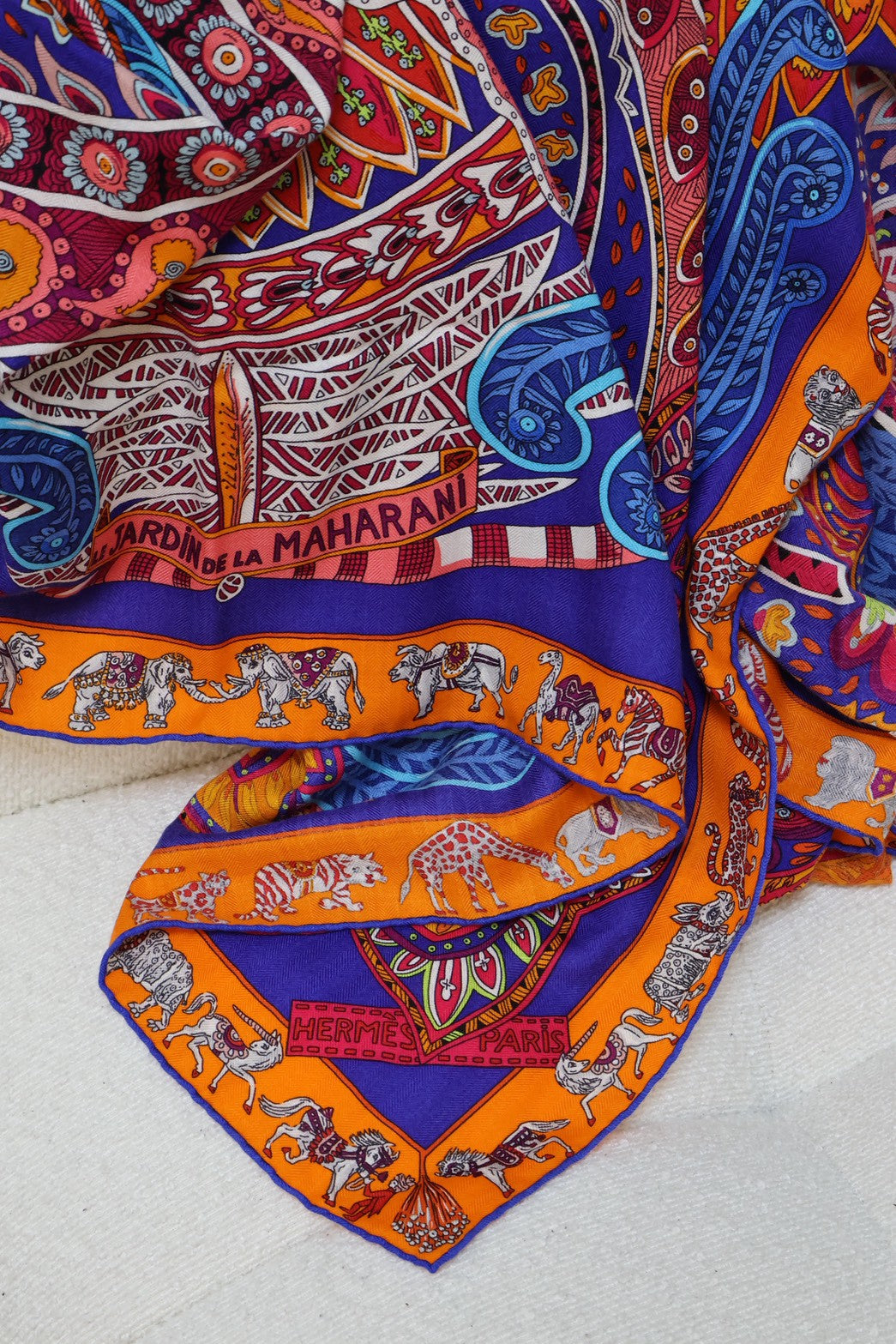 HERMES Le jardin de maharani君妃花園披肩 140 - 橘紅