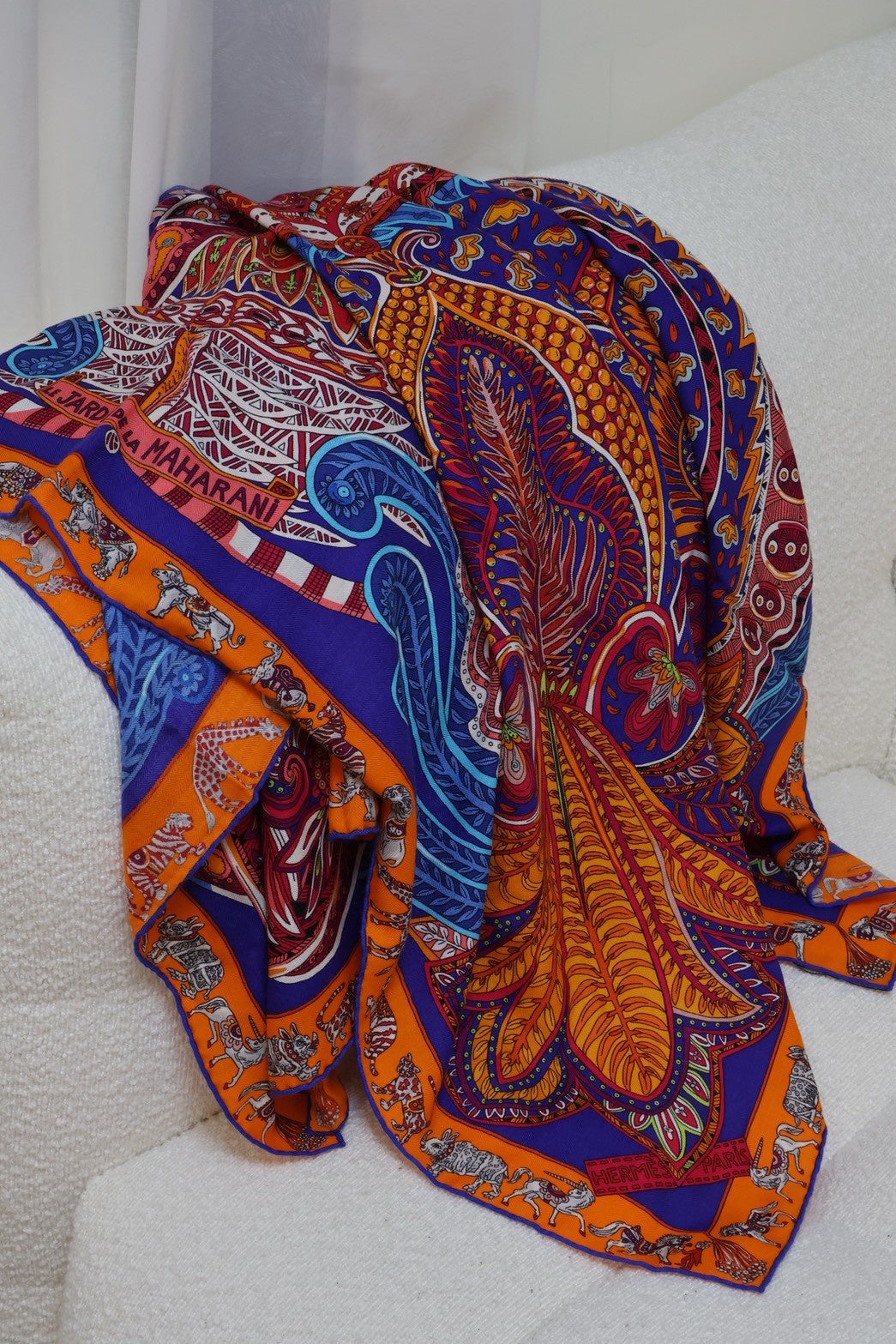 HERMES Le jardin de maharani君妃花園披肩 140 - 橘紅