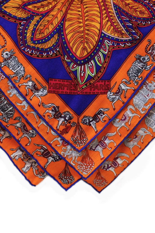HERMES Le jardin de maharani君妃花園披肩 140 - 橘紅